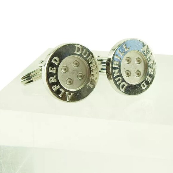 DUNHILL Cufflinks button Design Silver 925 Authentic USED - Picture 2 of 9